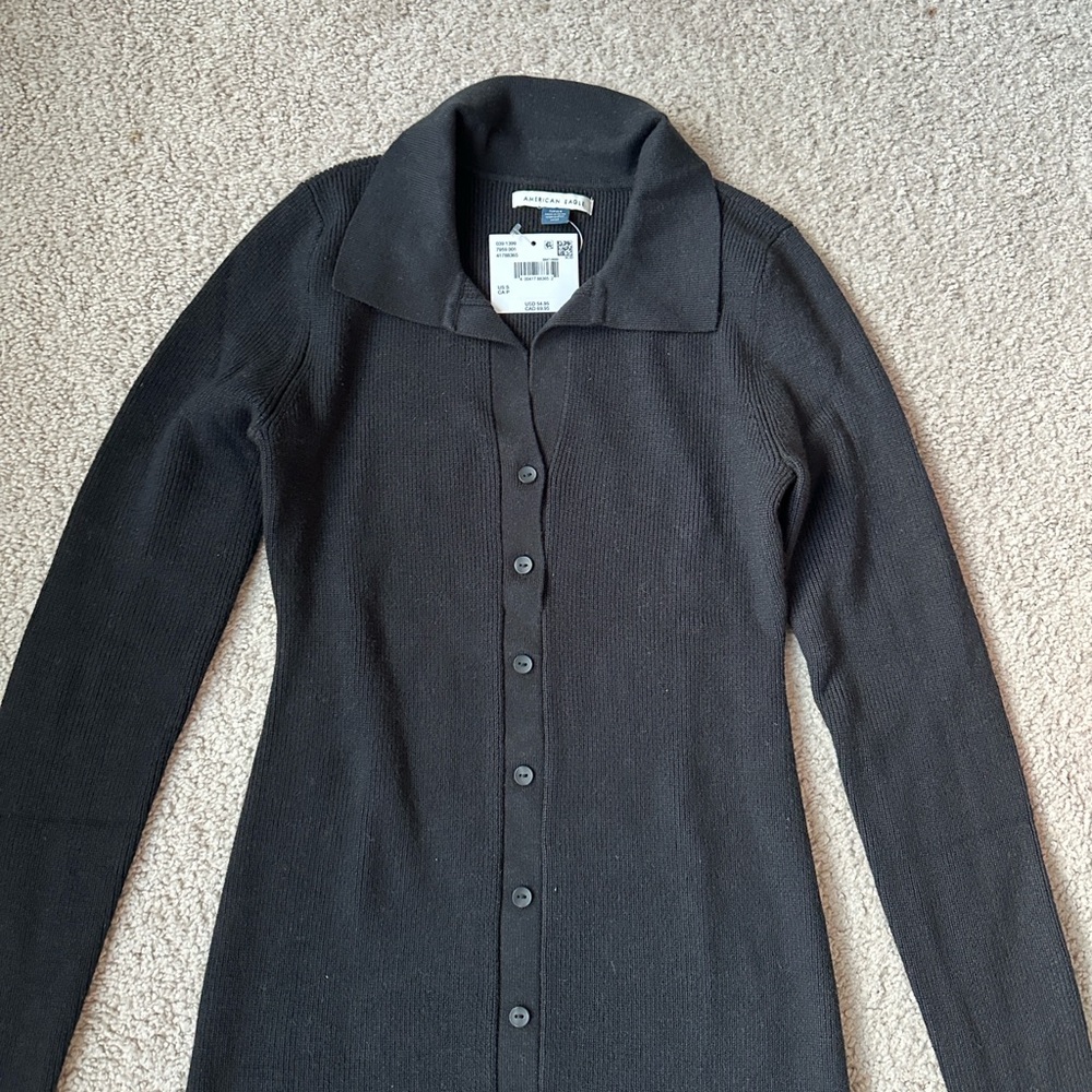 American Eagle Outfitters Charcoal Knit Sweater Dress